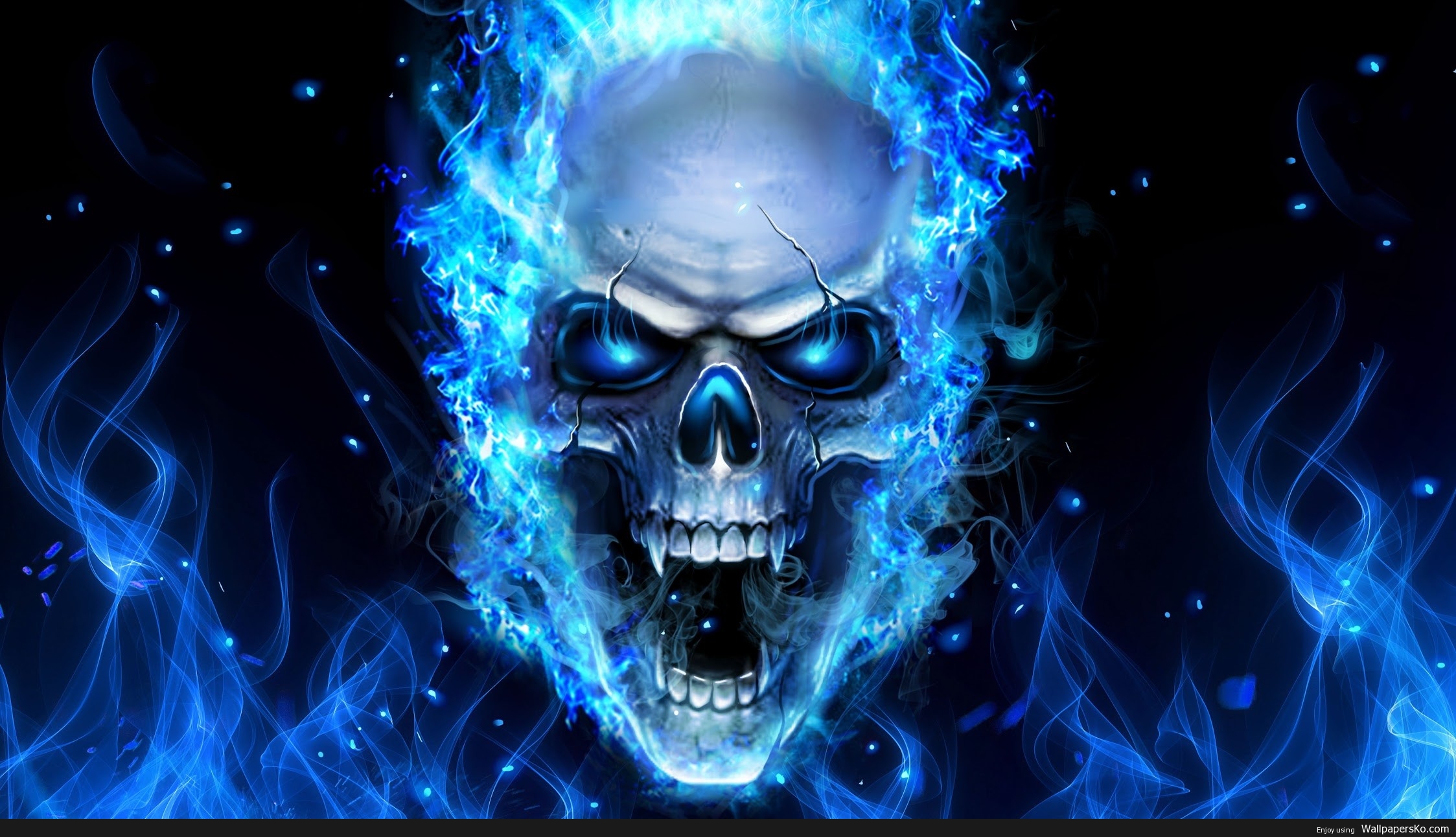 Skull On Blue Fire