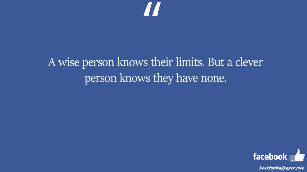 A wise person knows their limits But a clever person knows facebook status
