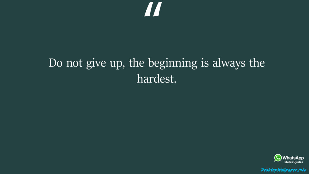 Do not give up the beginning is always the hardest 
