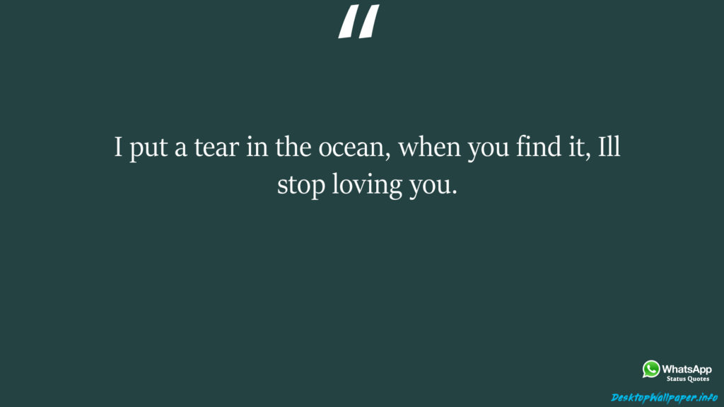 I put a tear in the ocean when you find it
