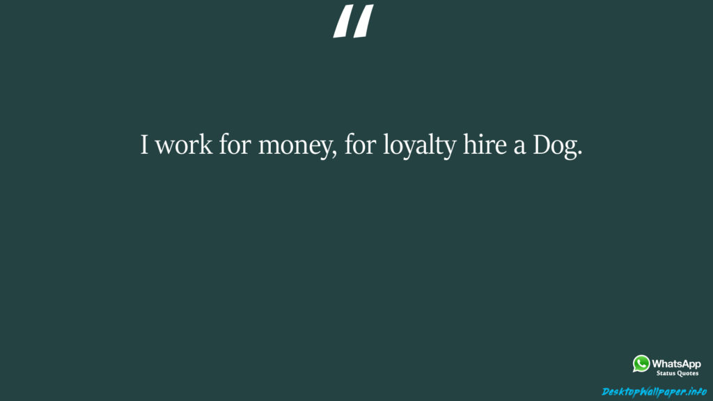 I work for money for loyalty hire a Dog 