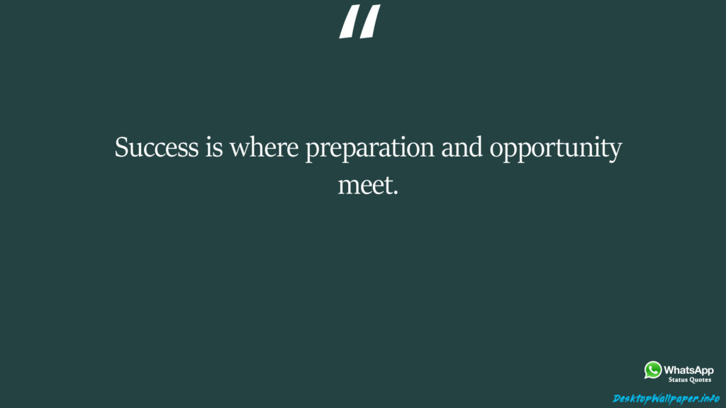 Success is where preparation and opportunity meet 