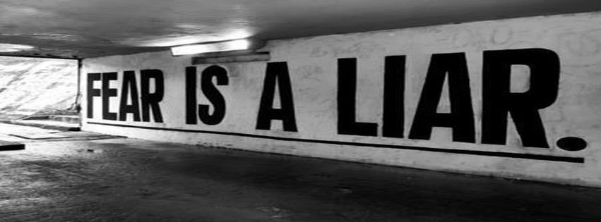 black and white fb cover fear is a liar