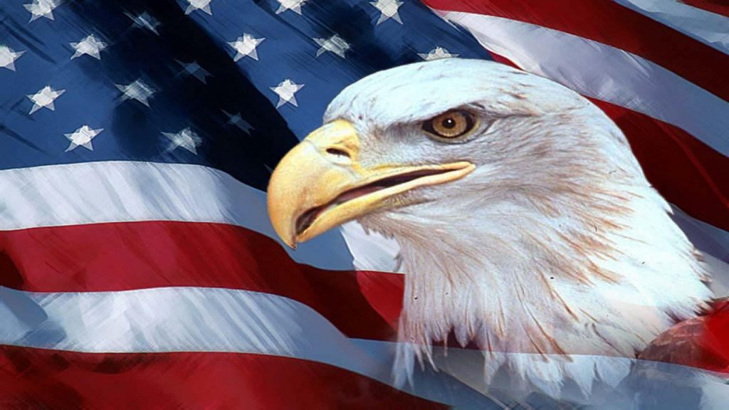 Us Flag With Eagle Background