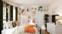 white bed with orange blanket home design ideas