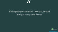 If a hug tells you how much I love you I