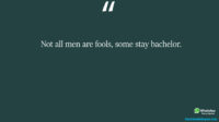 Not all men are fools some stay bachelor