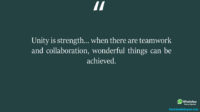 Unity is strength when there are teamwork and collaboration wonderful things