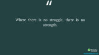 Where there is no struggle there is no strength