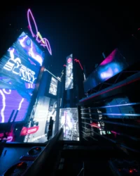Neon Cyberpunk City AMOLED 4K Wallpaper
