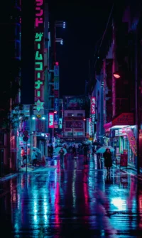 Cyberpunk Neon City Night AMOLED 4K Wallpaper