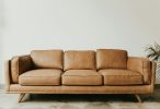 brown leather 3-seat sofa wallpaper
