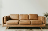 brown leather 3-seat sofa wallpaper