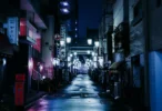 Tokyo Neon Empty Street 4K AMOLED Wallpaper